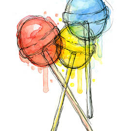 Lollipop Candy Watercolor by Olga Shvartsur