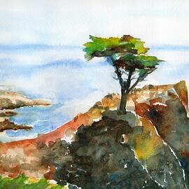 Lone Cypress Pebble Beach Fog by Carlin Blahnik CarlinArtWatercolor