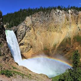 Lower Falls with a Rainbow by M C Hood