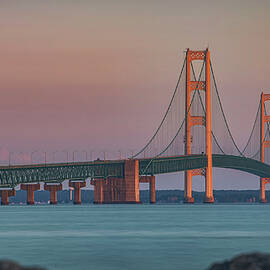 Mackinac Bridge - Sunset  by Marybeth Kiczenski