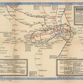 Map of the Electric Railways of London - London Underground - 1920 - Historical Map by Studio Grafiikka