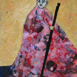 Monk With Walking Stick by Pauline Lim