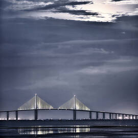 Moonrise Over Sunshine Skyway Bridge by Steven Sparks