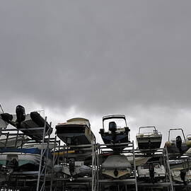 Motor Boats on racks by Sami Sarkis Photography