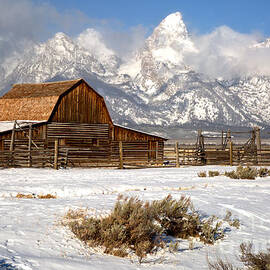 Moulton Barn Winter by Adam Jewell