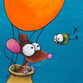 Mouse in his hot air balloon by Lucia Stewart