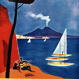 Napoli - Naples, Italy - Beach - Retro Advertising Poster - Vintage Poster by Studio Grafiikka