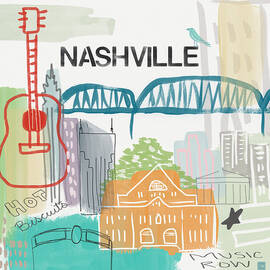 Nashville Cityscape- Art by Linda Woods by Linda Woods