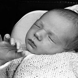 Newborn baby girl sleeping in her stroller by Sami Sarkis Photography