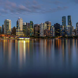 Night skyline of Vancouver downtown from Stanley Park by Miroslav Liska