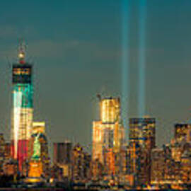 NYC Tribute in Light Skyline Panorama I by Clarence Holmes