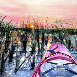 Ocean Sunrise Kayak by Carlin Blahnik CarlinArtWatercolor