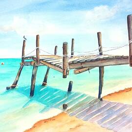 Old Fishing Pier 3 Watercolor by Carlin Blahnik CarlinArtWatercolor