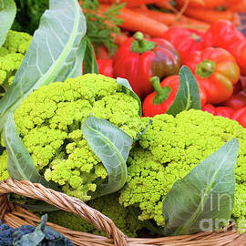 Organic Green Cauliflower at the Farmer's Market by Bruce Block