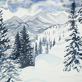 Original Watercolor - Colorado Winter Landscape by Cascade Colors