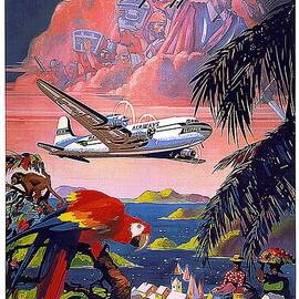 Pan American World Airways - Flying Clippers - Caribbean - Retro travel Poster - Vintage Poster by Studio Grafiikka