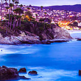 Panorama Picture of Laguna Beach City at Night by Paul Velgos