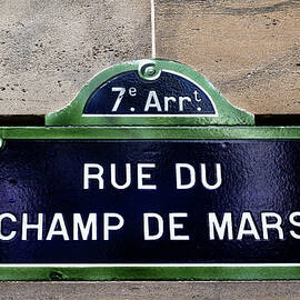 Paris Street Sign - Champ de Mars by Georgia Clare