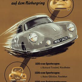 Porsche Nurburgring 1950s vintage poster by Georgia Clare