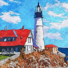 Portland Head Light - 3 by AM FineArtPrints