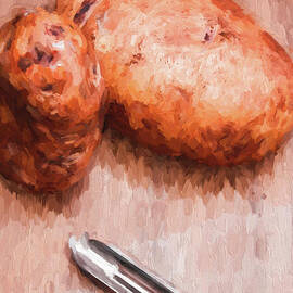 Potatoes and peeler cooking digital sketch by Jorgo Photography