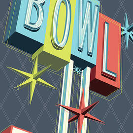 Premiere Lanes Bowling Pop Art by Jim Zahniser