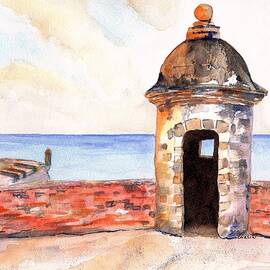 Puerto Rico Sentry Box Ocean View by Carlin Blahnik CarlinArtWatercolor