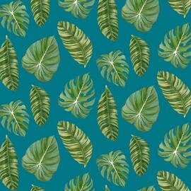 Rainforest Resort - Tropical Leaves Elephant's Ear Philodendron Banana Leaf by Audrey Jeanne Roberts