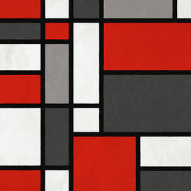 Red Grey Black Mondrian Inspired by Michael Tompsett