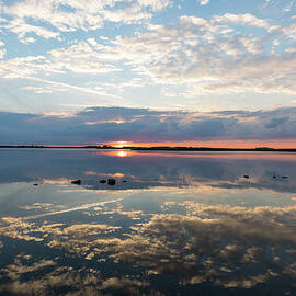 Reflections over Back Bay by M C Hood