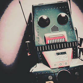 Robotic mech under vintage spotlight by Jorgo Photography