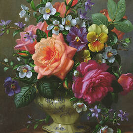 Roses and pansies by Albert Williams