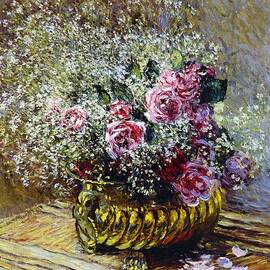 Roses in a Copper Vase by Claude Monet