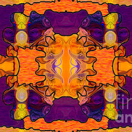 Royal Passions Purple Orange Symmetrical Abstract Pattern Art by Omaste Witkowski