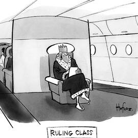 Ruling Class King sits alone in separate cabin on airplane. by Kaamran Hafeez