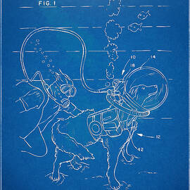 Scuba Doggie Patent Artwork 1893 by Nikki Marie Smith