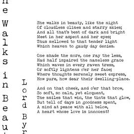 She Walks in Beauty - Lord Byron - White by Georgia Clare