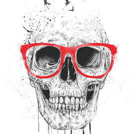 Skull with red glasses by Balazs Solti