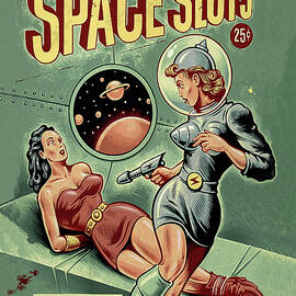 Space Sluts, vintage sci-fi comic book cover by Long Shot