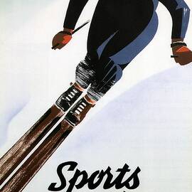 Sports D'hiver - Winter Sport - Skiing - Pacifique Canadien - Retro travel Poster - Vintage Poster by Studio Grafiikka