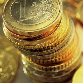 Stack Of Euros Coins by Sami Sarkis Photography
