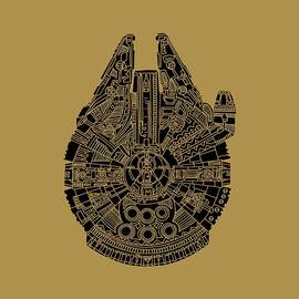 Star Wars Art - Millennium Falcon - Black by Studio Grafiikka