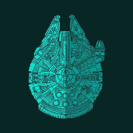 Star Wars Art - Millennium Falcon - Blue 02 by Studio Grafiikka