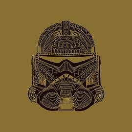 Stormtrooper Helmet - Star Wars Art - Brown  by Studio Grafiikka