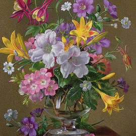 Summer arrangement in a glass vase by Albert Williams