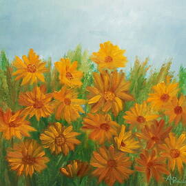 Sunflowers Abstract by Angeles M Pomata