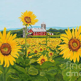 Sunflowers on Route 45 - Pennsylvania- Autumn Glow by Jan Dappen