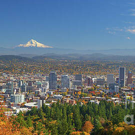 Sunny Day in Portland, Oregon in Autumn  by Bruce Block