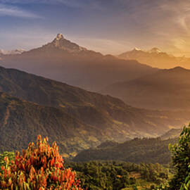 Sunrise over Himalaya mountains by Miroslav Liska
