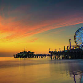Sunset above Santa Monica Pier in Los Angeles by Miroslav Liska